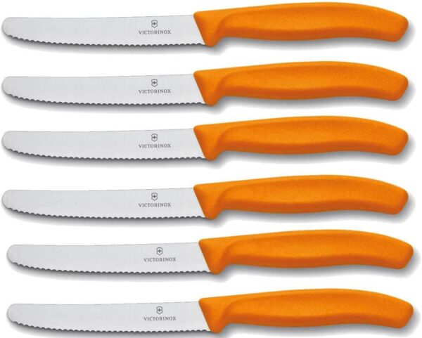 Swiss Classic Steak Knife Set (6pcs) - Orange (serrated)