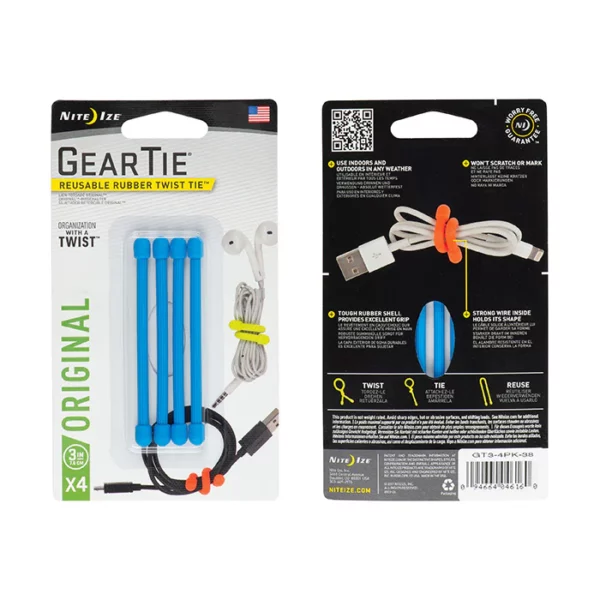 Gear Tie 3" (Blue) - 4 pack - Nite Ize