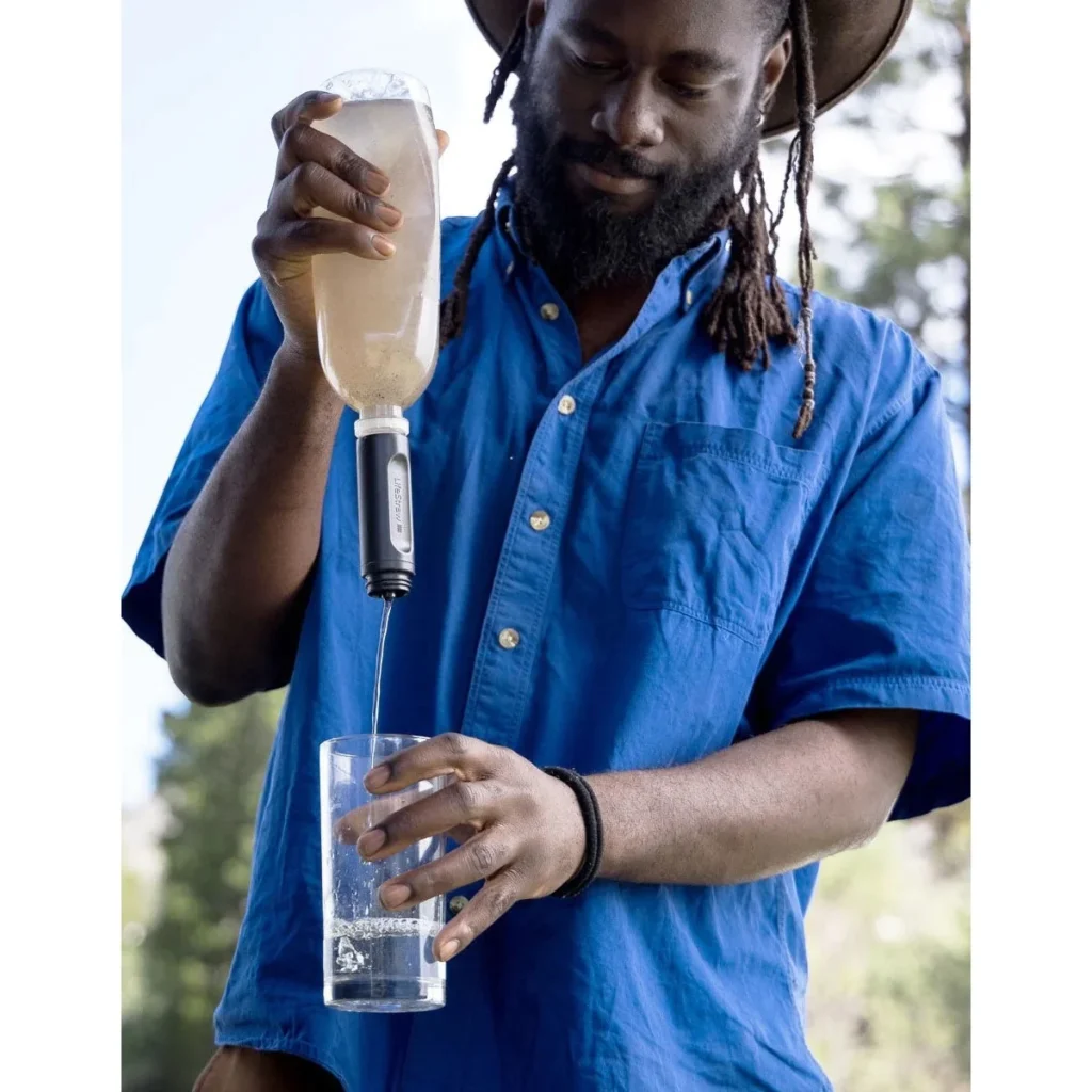 LifeStraw Peak in use filtering cloudy water