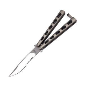 ACE Butterfly Knife - Partially Serrated w/Satin Handle